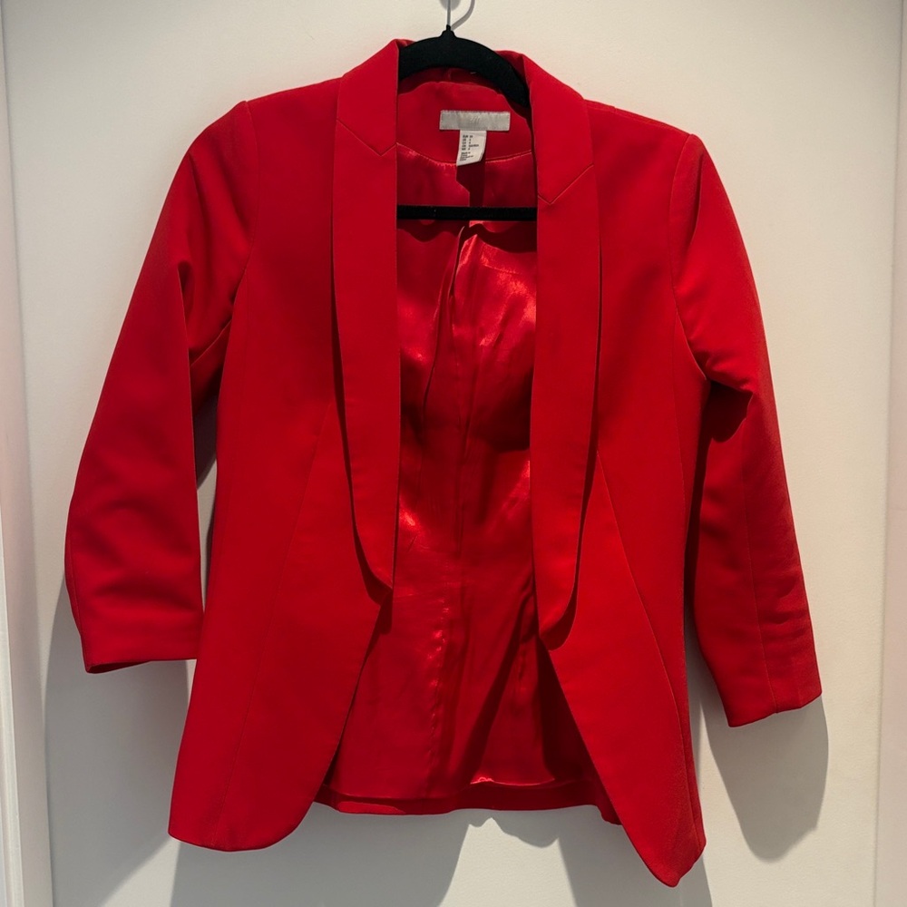 H&M | Red Women's Open-Front Blazer Jacket | US SM